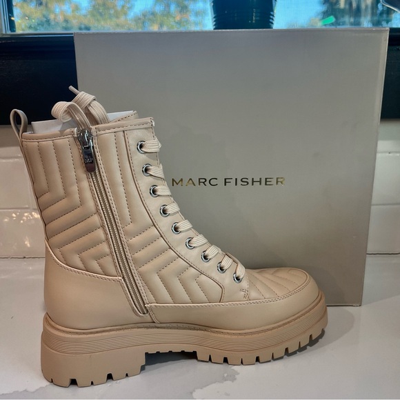 Marc Fisher Pierce Quilted Faux Leather Pierce Light Natural Combat Boot Sz 7.5 - Picture 8 of 14